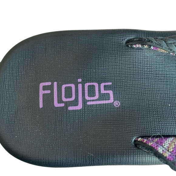 FLOJOS "Maddy" Women’s Flip Flop Sandals, Size 9,  Fabric Black/Lavender Lining - Picture 5 of 8